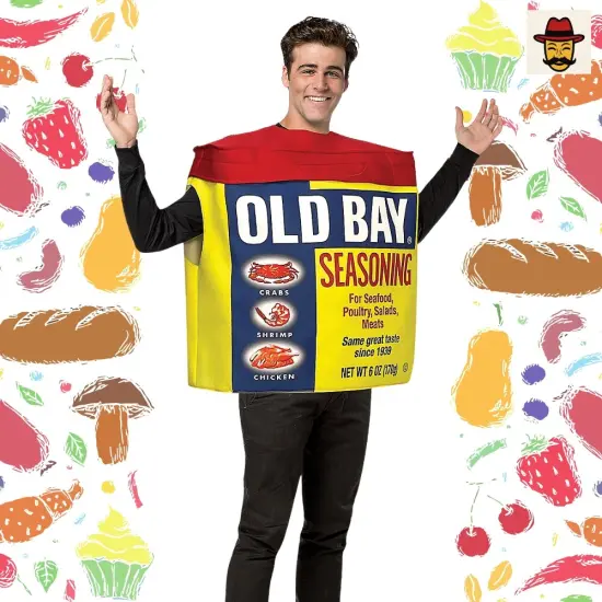 Adult's Old Bay Seasoning Can Costume Funny Food Spice Tunic Funny Seasoning Outfit {3}