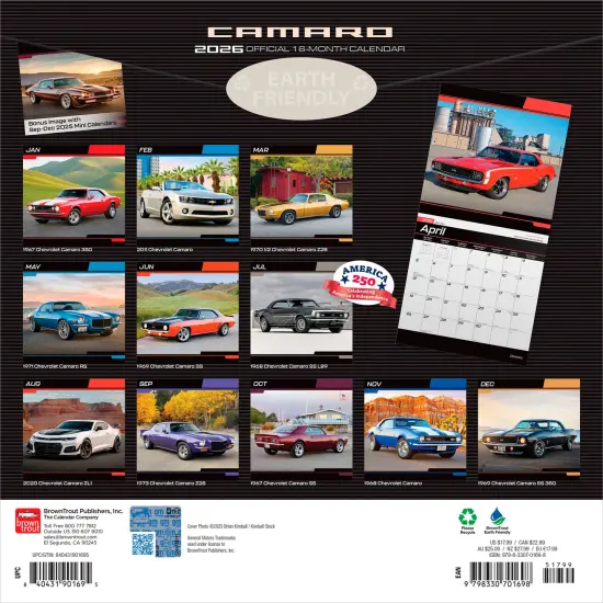 Camaro OFFICIAL | 2026 12 x 24 Inch (Hanging) Monthly Square Wall Calendar | Plastic-Free {2}