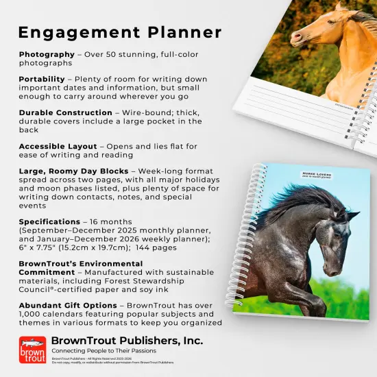 Horse Lovers | 2026 6x7.75 Inch Spiral-Bound Wire-O Weekly Engagement Planner Calendar | New Full-Color Image Every Week {6}