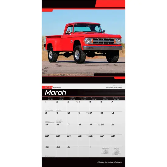 Classic American Pickups OFFICIAL | 2026 12 x 24 Inch (Hanging) Monthly Square Wall Calendar | Foil Stamped Cover | Plastic-Free {3}