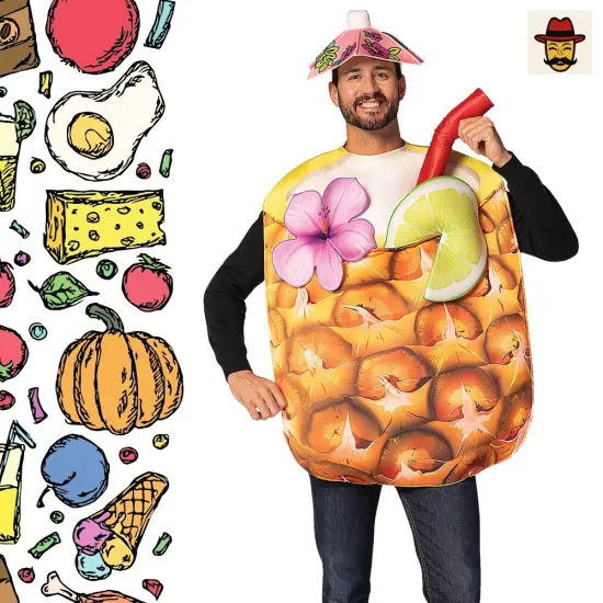 Pineapple Cocktail Drink Costume Tropical Tunic 3D Headpiece {4}