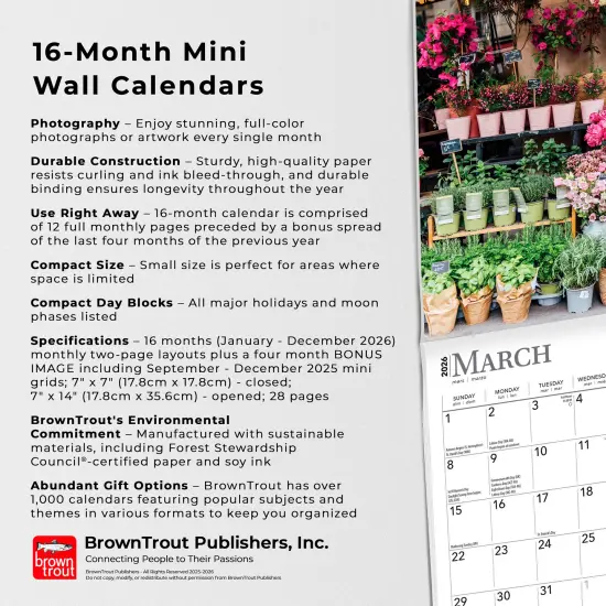 Paris | 2026 7 x 14 Inch (Hanging) Monthly Mini Wall Calendar | English/French Bilingual {6}