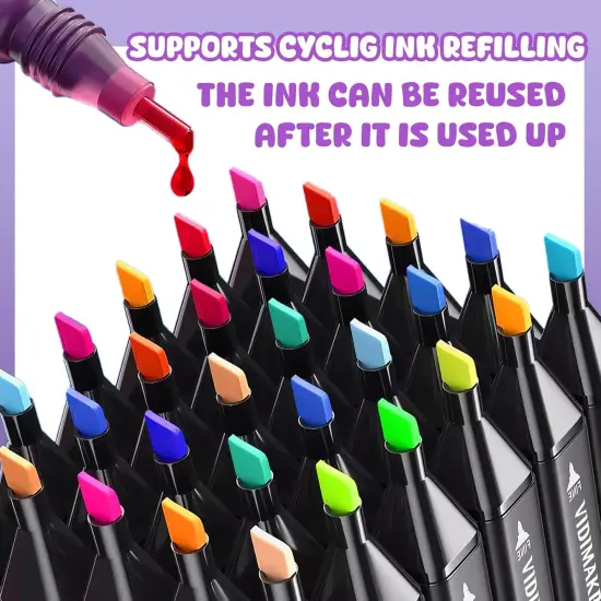 Alcohol Markers 120 Colors with Base Dual Tip {4}