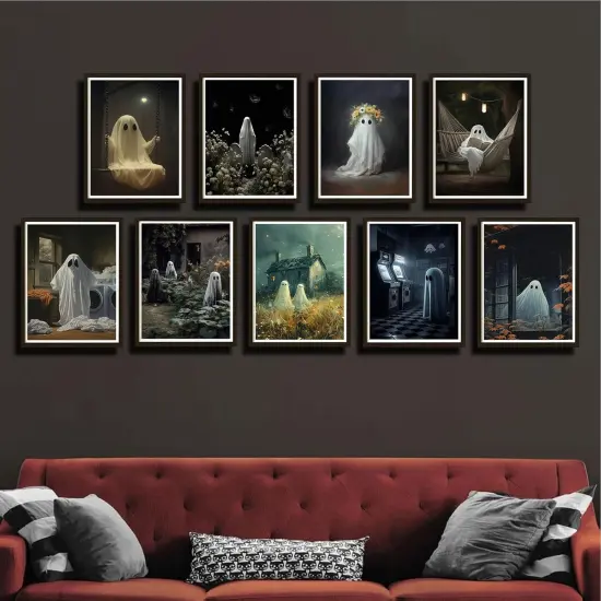 9Pcs Halloween Ghosts Canvas Wall Art - Unframed {3}