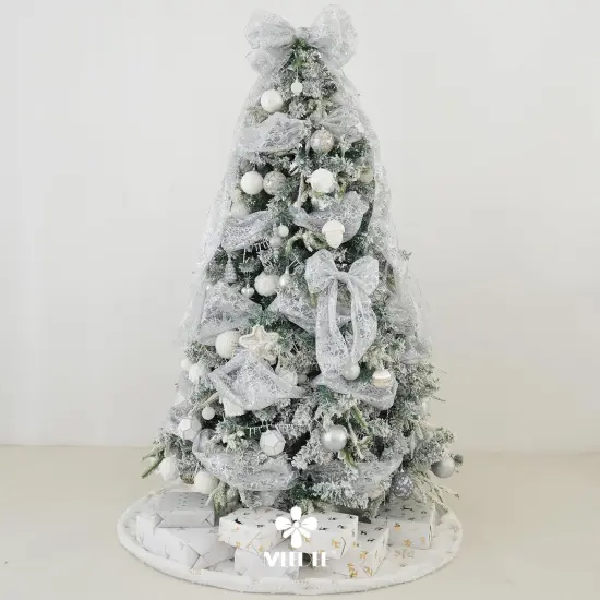 Silver Glitter Mesh Web Ribbon - 10 Inch Wide x 10 Yards Roll - Decorative Mesh {4}