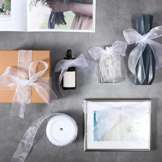 Sheer Organza Ribbon for Gift Wrapping Chiffon Tulle Mesh Ribbon Clear Wedding Christmas Tree Decor DIY Crafts {5}