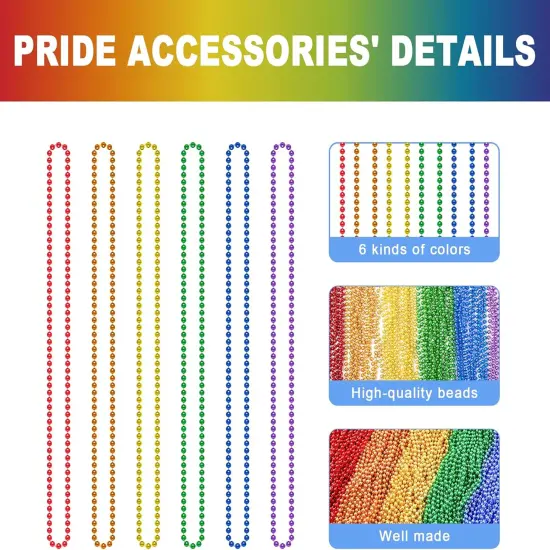 Pride Beads Stuff, Pride Necklace Accessories,100PCS 6 Kinds of LGBTQ Metallic Beads Necklace Bulk, Gay Lesbian Pride Necklace for Women Men, Costumes Decor for Pride Month Parade Throws Party Favors {2}
