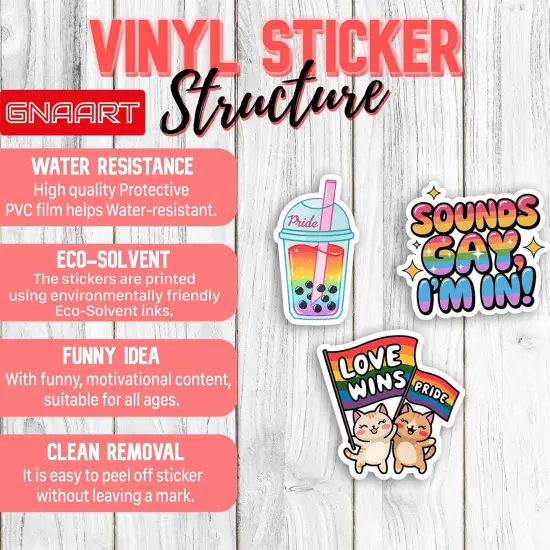 Set 3Pcs Love Wins Pride, Sound Gay I'm in, Pride LGBT Sticker LGBTQ Rainbow Gay Pride Trans Rights Bisexual Pride Humor Bookish Kindle Waterproof 2 Inches Die-Cut Vinyl for Water Bottle Phone {4}