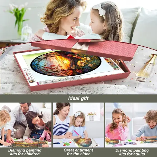 Diamond Painting Kits for Adults, 5D DIY Diamond Art Kits for Beginners Round Full Drill Diamond Painting for Home Wall Decoration Gift 12&times;12inch, Stained Glass Sunflower {4}