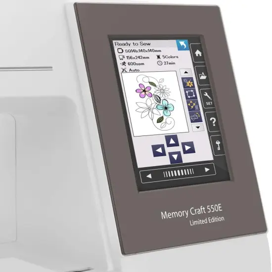 Janome Memory Craft 550e LE Embroidery Machine Bundle - Includes Genuine 5-Spool Thread Stand, Janome 3.9" x 1.6" Hoop, Acustitch Software + Janome USB Flash Drive w/ 30 Embroidery Designs {5}