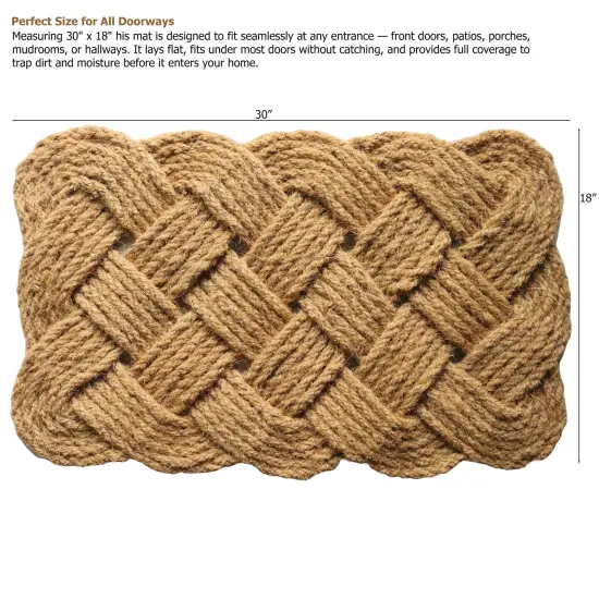 Gardenised Heavy Duty Coco Coir Doormat Non Slip PVC Baking Embossed Welcome Design Natural Coconut Fiber Floor Mat for Front Door Porch Patio Entryway Garage Mudroom & Outdoor Use 18x30" Woven Knot {5}