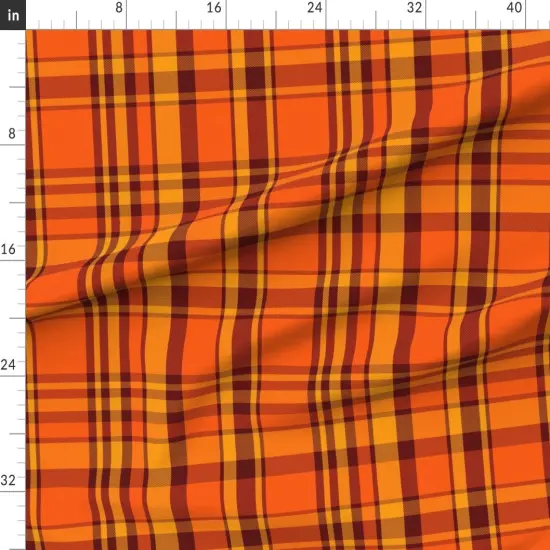 Various Fabrics by the Yard or Fat Quarter Fall Plaid Orange Tartan Autumn Harvest Woven Effect Halloween Check Warm Tones Custom Printed Fabric by Spoonflower {1}
