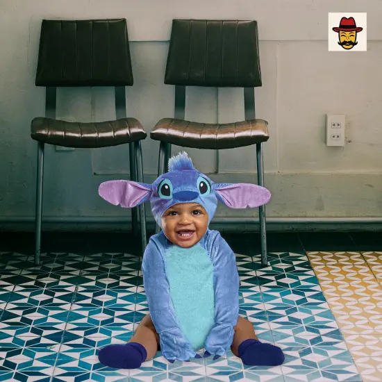 Baby Stitch Costume Soft Blue Plush Jumpsuit Mittens Detachable Tail Headpiece {1}