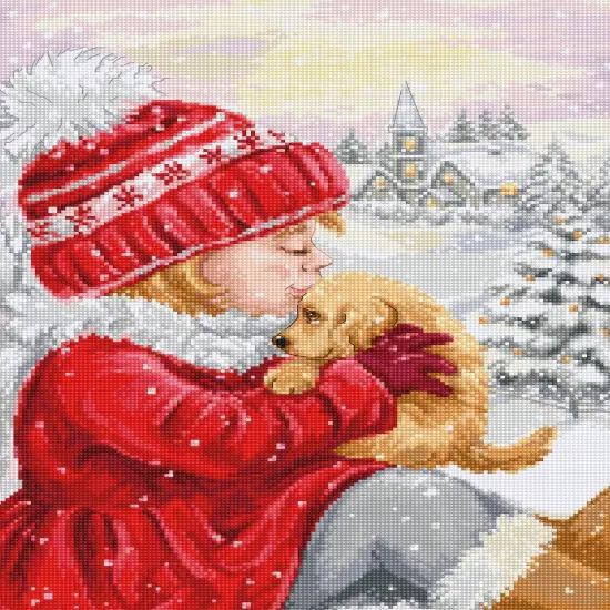 Girl Kissing Puppy BU5027l Counted Cross-Stitch Kit {3}