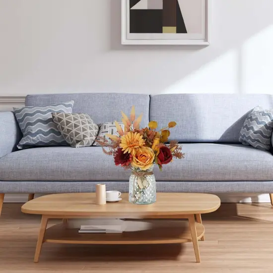 Fake Fall Flowers in Vase - Orange {4}