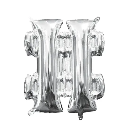 Anagram&reg; 16" Silver # Hashtag Balloon Air Fill Only Foil Symbol {1}