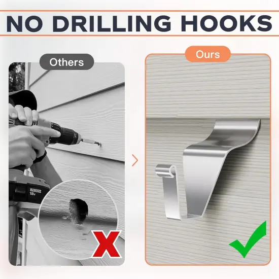Vinyl Siding Hooks, (8 Pack) No Drilling Siding Clips {4}