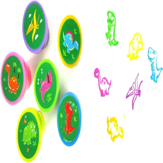 Tiny Mills 36 PACK Dinosaurs Valentine's Day Cards with Stampers for Valentine's Day Classroom Exchange Birthday Party Favor Prizes {4}