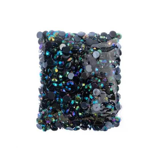 John Bead 8mm (SS39) Round Acrylic Flat Back Rhinestones, 1000pcs Black AB {4}