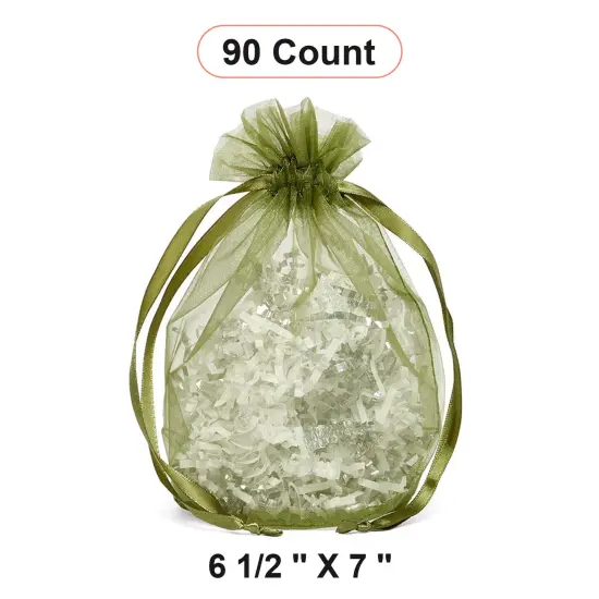 Wide Round Flat Bottom Organza Bags 6 1/2'' x 7'' for Luxurious Wrapping {1}