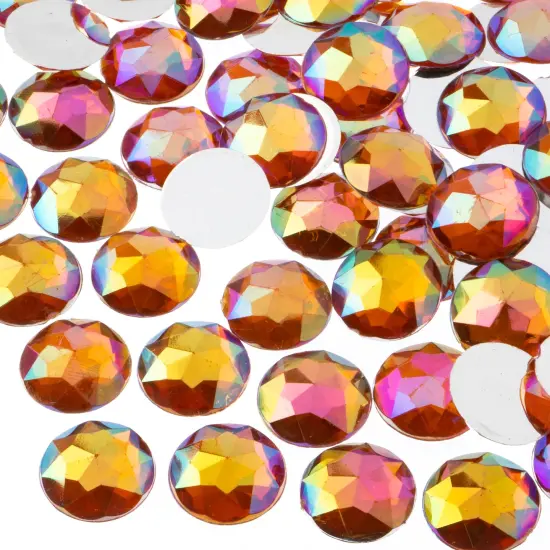 John Bead 16mm Round Acrylic Flat Back Rhinestones, 200pcs Orange AB {1}
