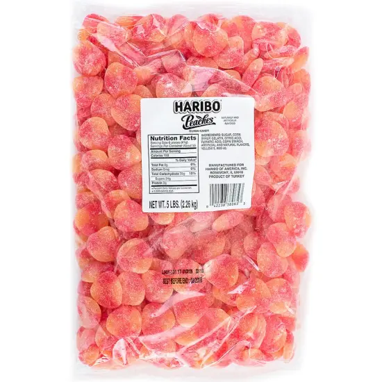 Haribo Peaches Gummi Candy Bulk 5lb {1}