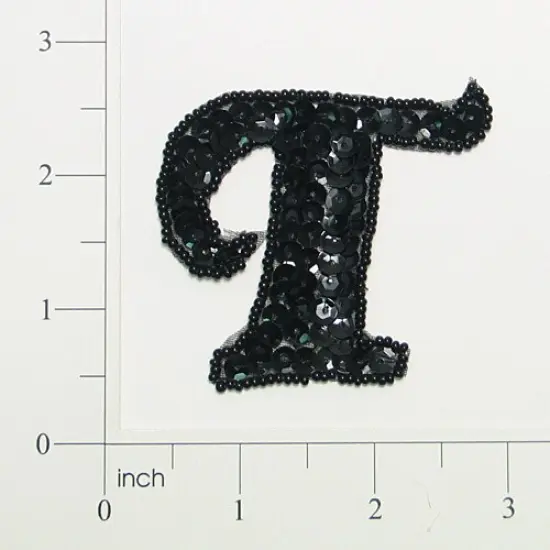 Pack of 3 Letter T Sequin Applique Black {1}