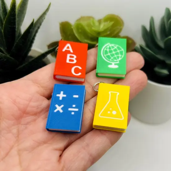4 or 16 Pieces: Teacher Book Charm or Keychain Set {4}