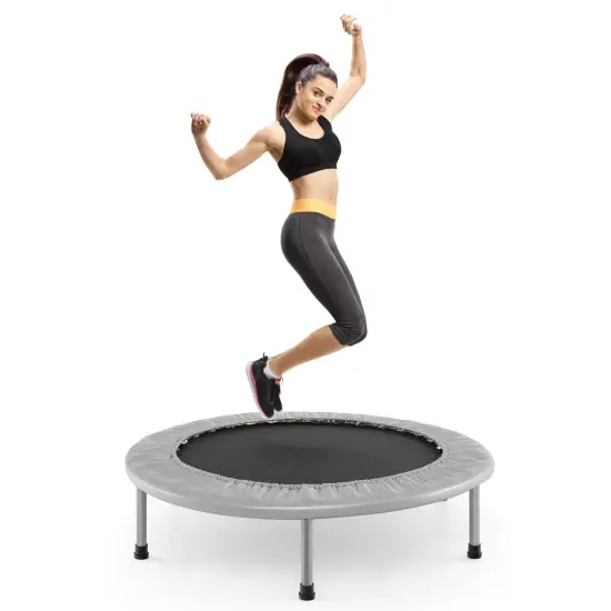 Foldable PP Trampoline with Safety Springs and 330 lbs Capacity Silver {3}