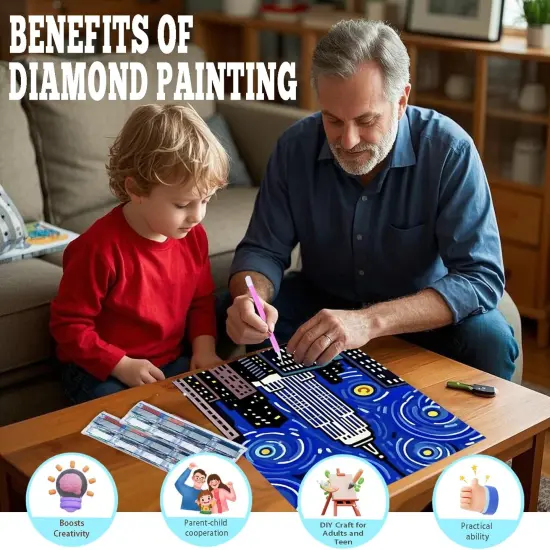 4 Pack 5D Diamond Painting Kits for Adults, Landscape Diamond Art Kits for Beginners of All Ages, Round Full Drill Painting by Numbers Crafts Home Wall Decor 12 x 16 Inches Building {5}