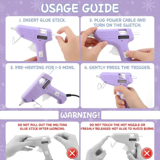 8 Pieces Mini Glue Gun for Class Project, Macaron Color Hot Melt Gun with 40 Glue Sticks, Low Temp Glue Gun with Burn Protection for Kids School DIY Arts Project Home Quick Repairs, 20 W {3}