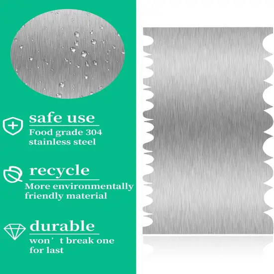 Cake Scraper Smoother Cake Decorating Supplies Kit 8.6 Inch Metal Bench Scraper for Baking Buttercream Smoother Stainless Steel Frosting Cake Comb Edge Side Jagged Comb for Cream Cake-3 {2}