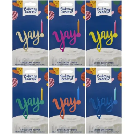 Yay Plastic Candle Holder Cake Topper, 1ct Blue {2}
