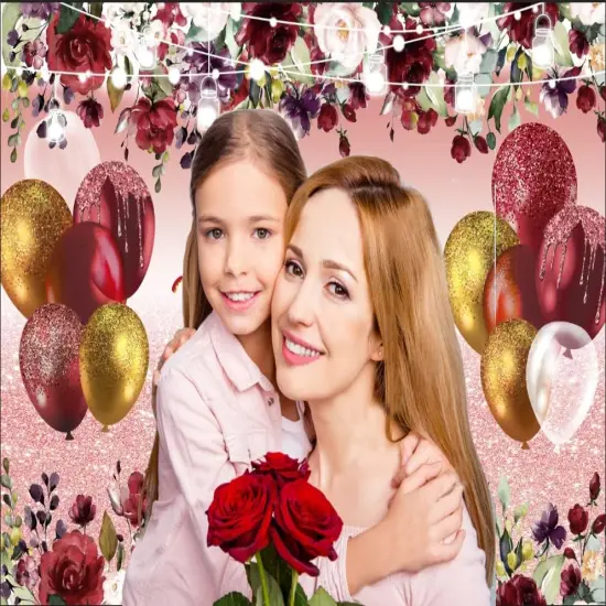 7X5ft Mother's Day Background Flowers Balloons Party Background Mothers Day Party Decoration Banner Happy Mother's Day Background CY-222 {2}