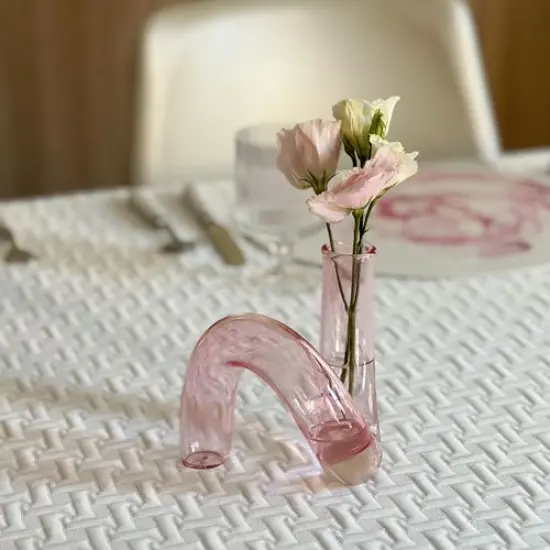 Glass Twist Vase Pink {6}