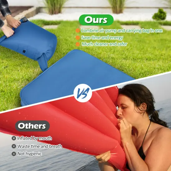 Inflatable Camping Sleeping Pad with 4 inch Thickness, Quick Inflation and 2-in-1 Bag Blue {6}