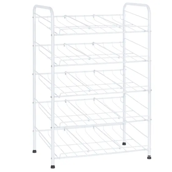 5-Tier Heavy-Duty Can Rack Organizer &ndash; 60-Can Capacity Pantry Storage with 15&deg; Tilt Design, Adjustable Dividers (16.9x12.5x25.6") White {1}