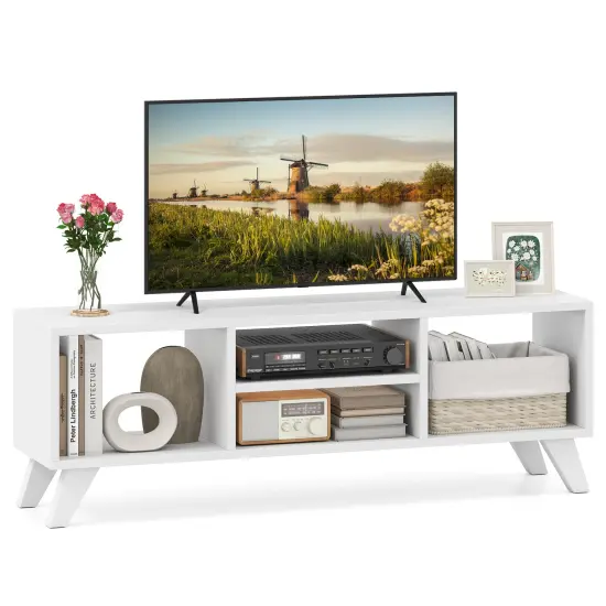 Engineered Wood TV Stand with Storage, Raised Legs, and Media Console {3}