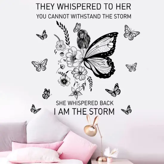 Inspirational Wall Art Positive Quotes Wall Decor Motivational Wall Decals Saying Quotes Wall Stickers Peel and Sticker Wall Decoration Flower Vine Butterfly Wall Sticker for Bedroom Living Room Home {3}