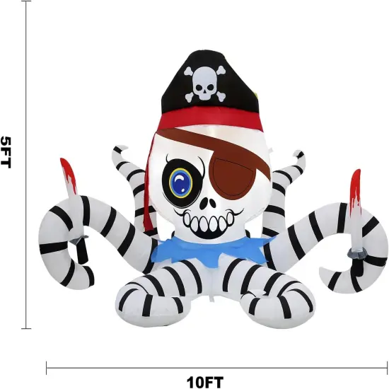 6 ft. Black and White Octopus Halloween Outdoor Inflatable Decoration, Creepy Skeleton Zombie with LED Lights, Holiday Inflatable Decoration for Outdoor Patio, Garden, Lawn&hellip; {4}