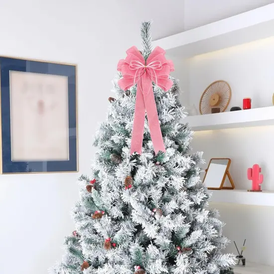 2 Pack Pink Bows 12x20inch Large Burlap Wreath Bow with Glitter String for Home Front Door Decor,Easter Bow {4}