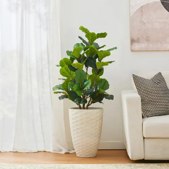 Set of 2 3.5ft & 5ft Faux Fiddle Leaf Fig Trees {4}