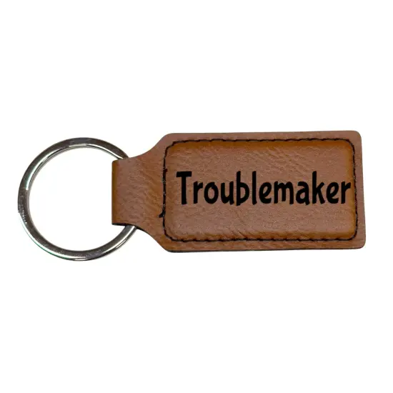 Keychain - Rectangle - Troublemaker - Leather Pink/Black {1}