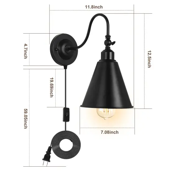 Set of 2 Vintage Swing Arm Wall Lamps &ndash; Adjustable Gooseneck Industrial Sconces for Bedroom, Study, or Office &ndash; Classic Brass Finish, Easy Installation {2}