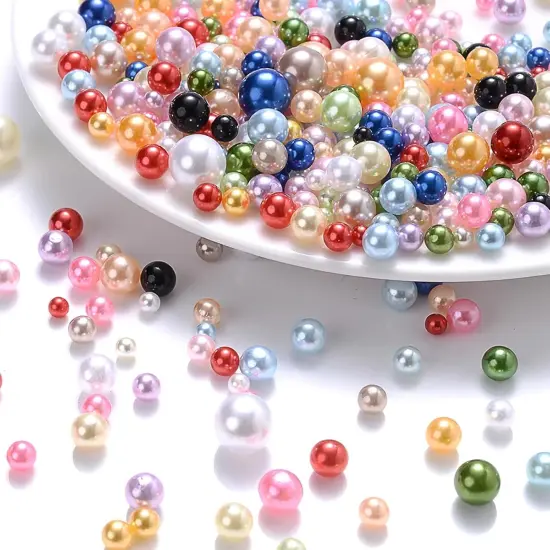 1000PCS No Hole Pearls, 3-8MM Mix Colors Round Beads for Crafts No Hole, Faux Pearls Beads for Nail Face Art,Vase Fillers,Table Scatter,Birthday Party Decoration {3}