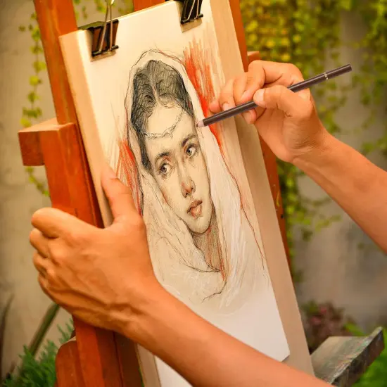 Professional Colored Charcoal Pencils Drawing Set,12 Pieces Pastel Chalk Pencils for Sketching, Shading, Blending, Portrait, Black White Charcoal Pencils for Beginners & Artists {4}