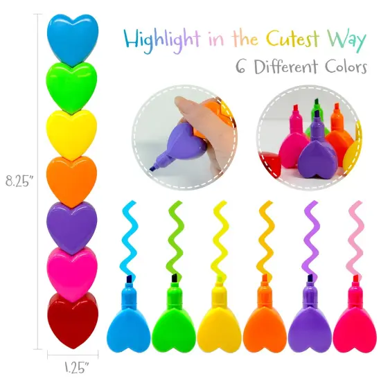 Wrapables Mini Stackable Highlighters, Cute Multi-color Markers, Hearts {2}