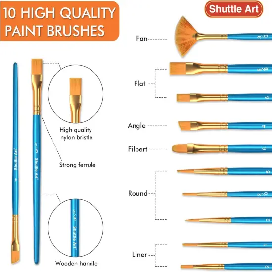 58 Pack Watercolor Paint Set, Colors Watercolor Pan with 10 Paint Brushes for Beginners, Artists, Kids & Adults to Watercolor Paint, Bullet Journal, Calligraphy Practice {2}