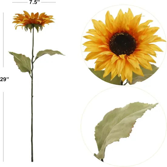Bold 7.5" Yellow Sunflower - Vibrant,4pcs Lifelike Artificial Flower for Home & Events, Ideal Centerpiece for Any Occasion, Perfect for Decor, Craft {2}