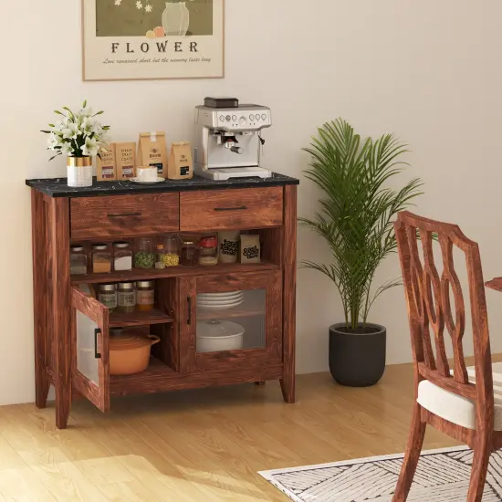 Contemporary Buffet Sideboard with Two Drawers Adjustable Shelves and Ample Storage Space {3}